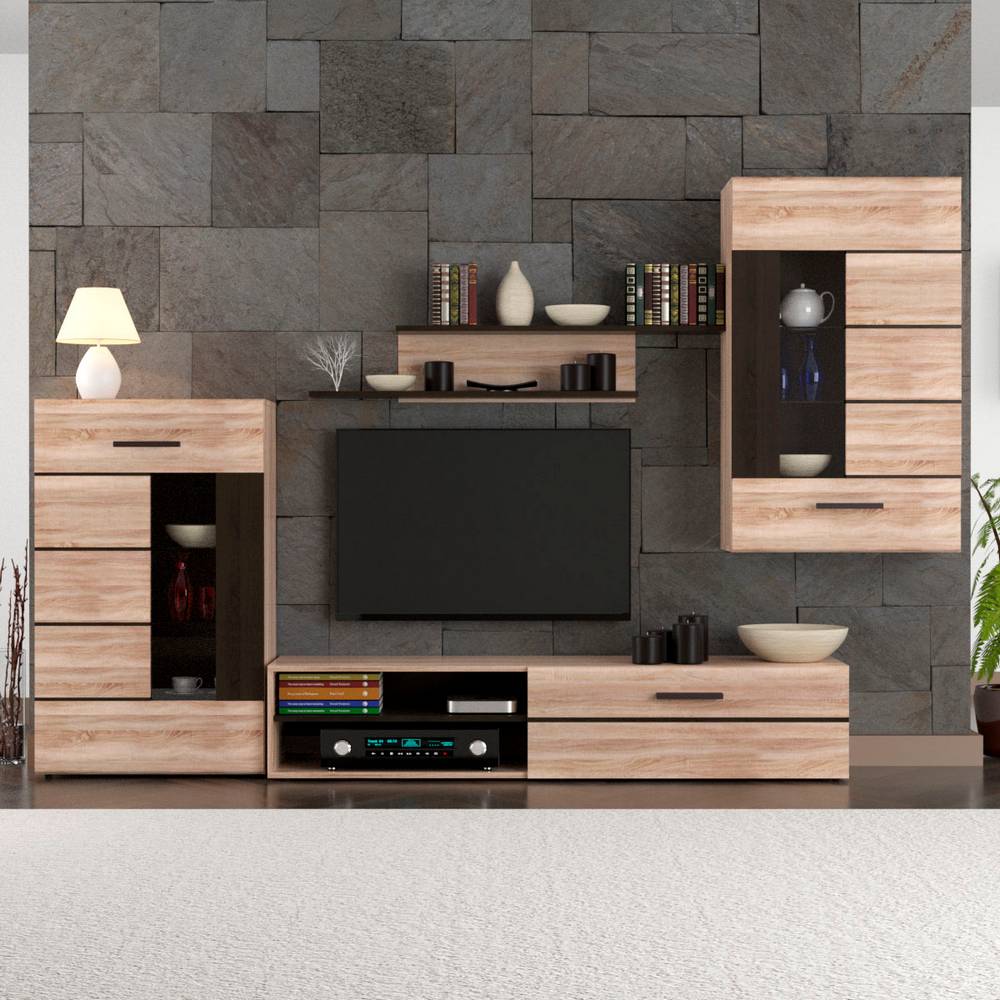 Σύνθεση Τηλεόρασης Solo 293x41x184cm Sonoma με Wenge MDF Καμπυλωτό τελείωμα TO-SOLO Σύνθεση Τηλεόρασης Solo 293x41x184cm Sonoma με Wenge MDF Καμπυλωτό τελείωμα TO-SOLO