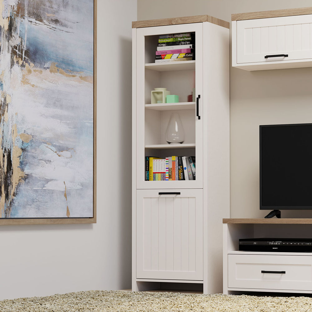 Βιτρίνα VERNE Μονόφυλλη 59.7×37.2×191.6cm Λευκό-Φυσικός Δρυς TO-VERNEWIT1W1D Βιτρίνα VERNE Μονόφυλλη 59.7×37.2×191.6cm Λευκό-Φυσικός Δρυς TO-VERNEWIT1W1D
