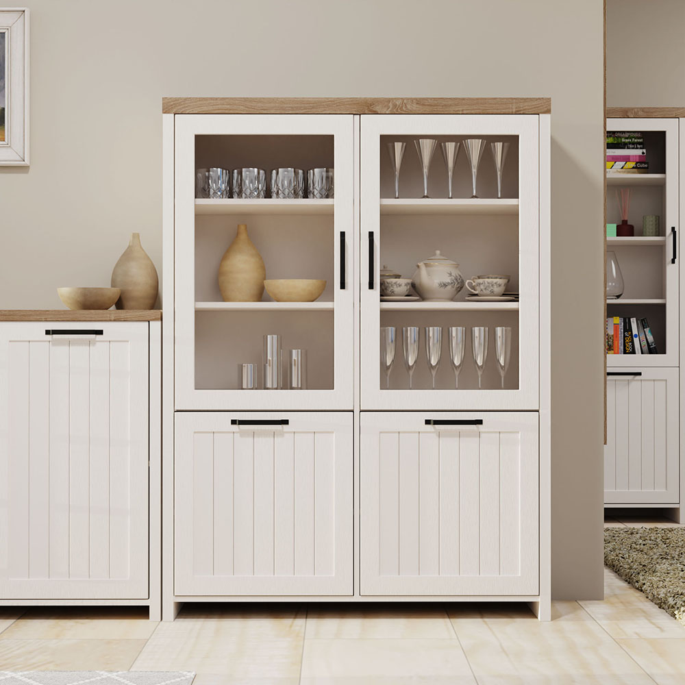 Bιτρίνα VERNE Δίφυλλη 114.8×37.2x153cm Λευκό-Φυσικός Δρυς TO-VERNEWIT2W2D Bιτρίνα VERNE Δίφυλλη 114.8×37.2x153cm Λευκό-Φυσικός Δρυς TO-VERNEWIT2W2D
