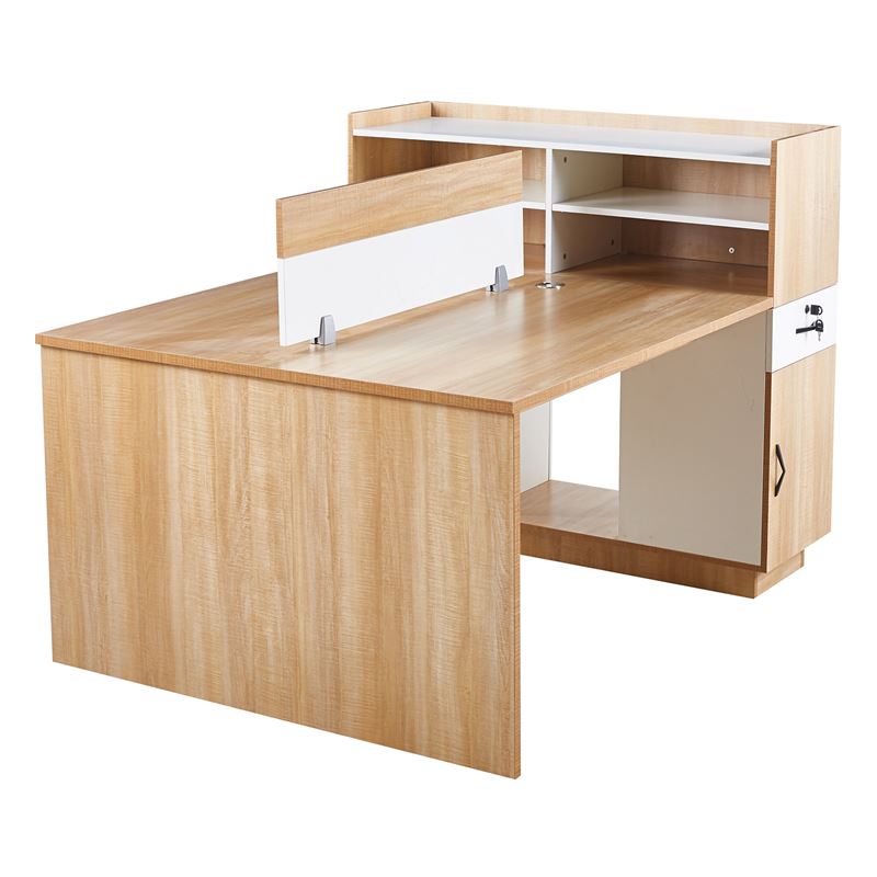 WOODWELL ΕΟ4390WORKSTATION Γραφείο – Σταθμός Εργασίας 2 Θέσεων, Melamine Απόχρωση Sonoma-Άσπρο 160x120x75cm ΕΟ4390