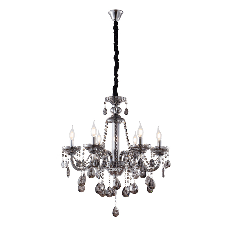 Artekko Chandelier Kiky Πολυέλαιος 6φωτος Ανθρακί Κρύσταλλο (60x60x70)cm Artekko 023-3018