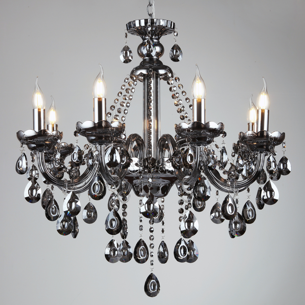 Artekko Chandelier Kiky Πολυέλαιος 8φωτος Ανθρακί Κρύσταλλο (70x70x80)cm Artekko 023-3019