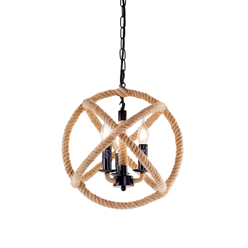 Artekko Rope Φωτιστικό με 3 Λάμπες Μέταλλο/Σχοινί Καφέ (40x40x40)cm Artekko 023-3044 Artekko Rope Φωτιστικό με 3 Λάμπες Μέταλλο/Σχοινί Καφέ (40x40x40)cm Artekko 023-3044