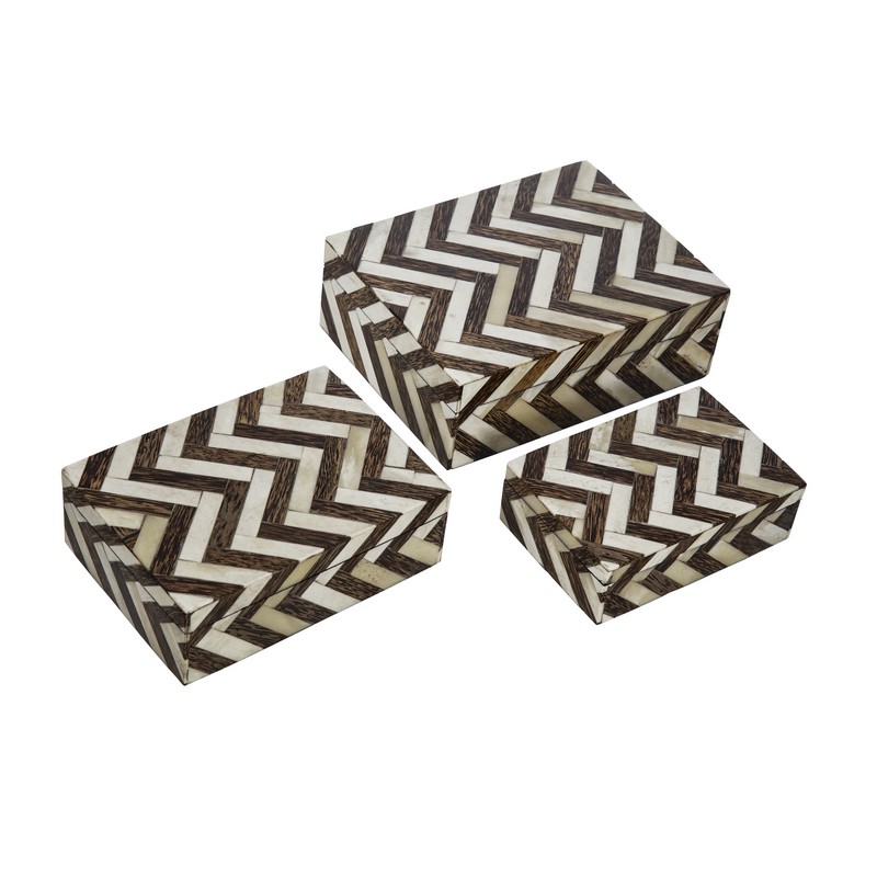 Artekko Zig Zag Κουτιά από MDF/Κόκκαλο Βοδιού Ασπρόμαυρο (55x16x8)cm Artekko 19911-3 Artekko Zig Zag Κουτιά από MDF/Κόκκαλο Βοδιού Ασπρόμαυρο (55x16x8)cm Artekko 19911-3