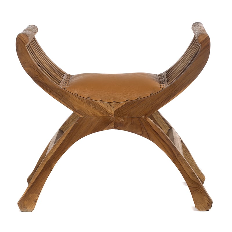 Artekko Ewoattub Σκαμπώ Ξύλινο με Δερμάτινο Μαξιλάρι (64x40x60)cm Artekko 201-0378