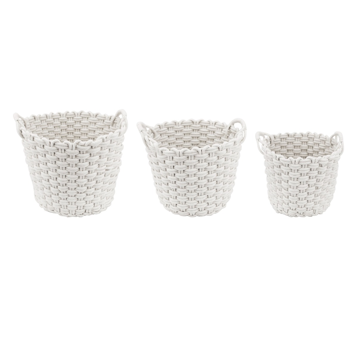 Artekko Woven Λευκά Υφασμάτινα Καλάθια από Βαμβάκι και Πολυεστέρα (61x40x20)cm 3pcs Artekko 23620-3 Artekko Woven Λευκά Υφασμάτινα Καλάθια από Βαμβάκι και Πολυεστέρα (61x40x20)cm 3pcs Artekko 23620-3