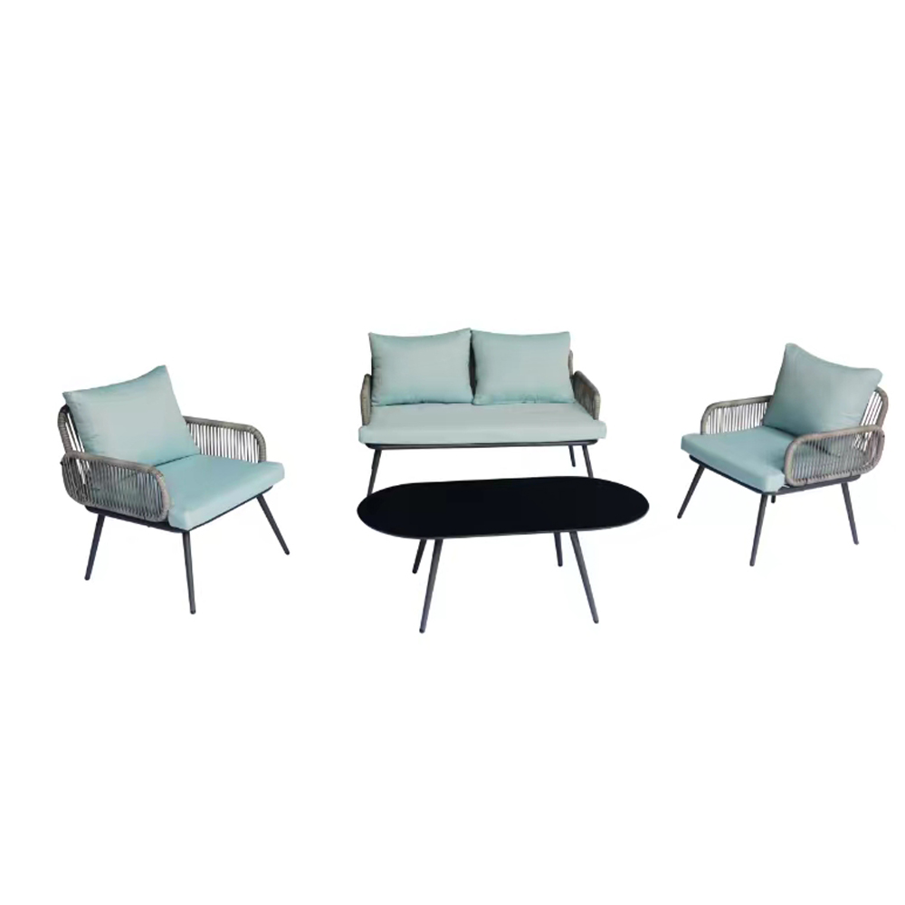 Artekko Rattan Διθέσιος Καναπές (120x70x75)cm 2x Πολυθρόνες (60x75x75)cm Τραπέζι με Τζάμι (110x55x40)cm με Πλαστικ Κορδόνι Μεταλλικό Σκελετό Γκρι και Γαλάζιο Μαξιλάρι Σετ/4 Artekko 248-6003 Artekko Rattan Διθέσιος Καναπές (120x70x75)cm 2x Πολυθρόνες (60x75x75)cm Τραπέζι με Τζάμι (110x55x40)cm με Πλαστικ Κορδόνι Μεταλλικό Σκελετό Γκρι και Γαλάζιο Μαξιλάρι Σετ/4 Artekko 248-6003