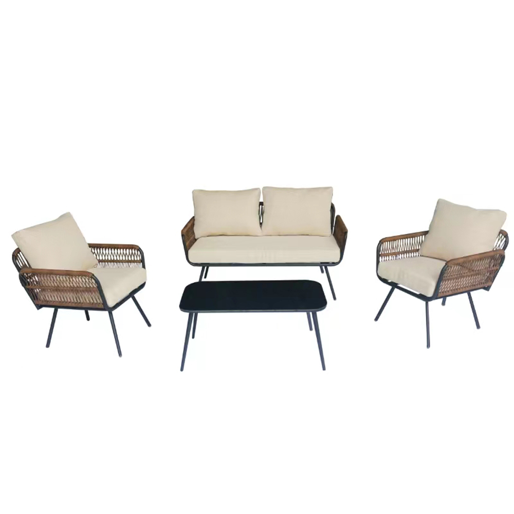 Artekko Rattan Καναπές (140x75x75)cm 2x Πολυθρόνες (66x75x75)cm Τραπέζι με Τζάμι (91x51x40)cm με Πλαστικ Κορδόνι Μεταλλικό Μαύρο Σκελετό και Μπεζ Μαξιλάρι Σετ/4 Artekko 248-6006 Artekko Rattan Καναπές (140x75x75)cm 2x Πολυθρόνες (66x75x75)cm Τραπέζι με Τζάμι (91x51x40)cm με Πλαστικ Κορδόνι Μεταλλικό Μαύρο Σκελετό και Μπεζ Μαξιλάρι Σετ/4 Artekko 248-6006