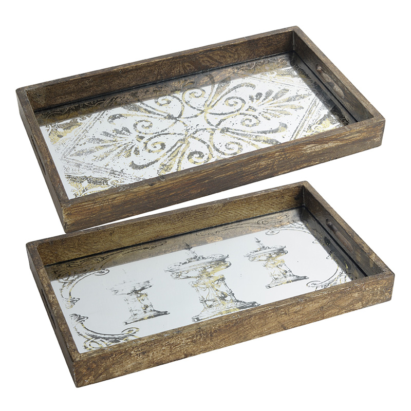 Artekko Tray Χρυσοί Διακοσμητικοί Δίσκοι MDF με Καθρέπτη (43.2×26.7×5.1)cm 2pcs Artekko 31967 Artekko Tray Χρυσοί Διακοσμητικοί Δίσκοι MDF με Καθρέπτη (43.2×26.7×5.1)cm 2pcs Artekko 31967