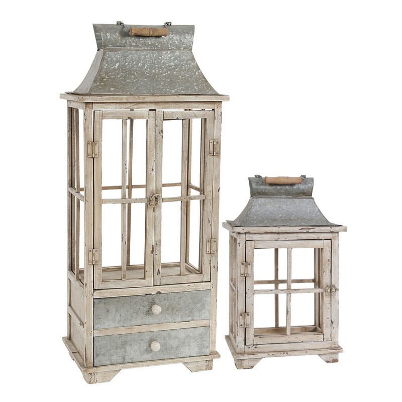 Artekko Lantern Διακοσμητικά Φανάρια από Ξύλο Ελάτης σε Λευκή Πατίνα (39x26x92)cm (29x17x50)cm 2pcs Artekko 32885 Artekko Lantern Διακοσμητικά Φανάρια από Ξύλο Ελάτης σε Λευκή Πατίνα (39x26x92)cm (29x17x50)cm 2pcs Artekko 32885