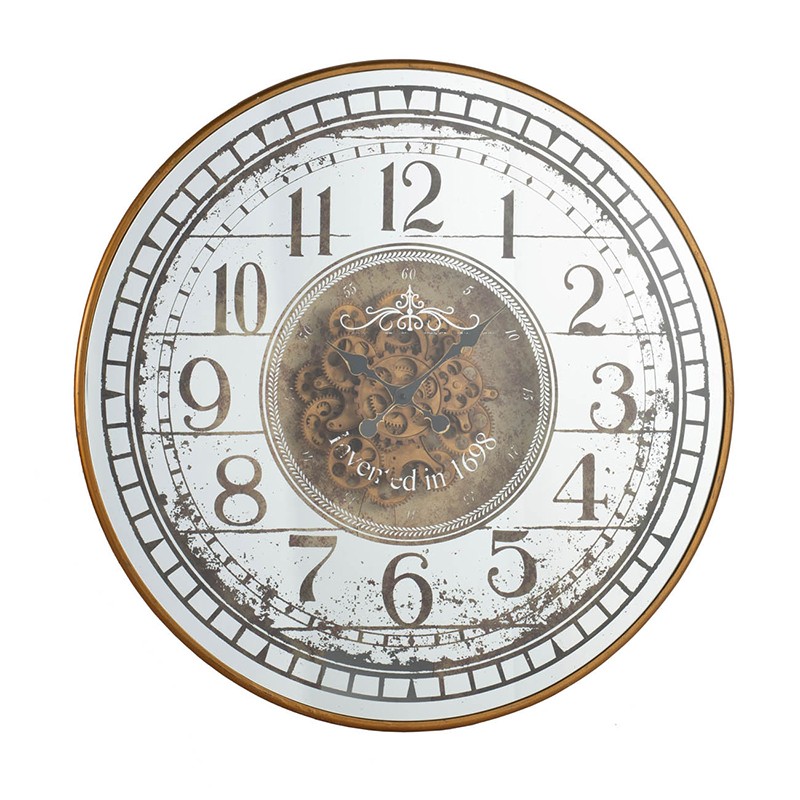 Artekko Clock Μπρονζέ Ρολόι Τοίχου MDF με Καθρέφτη (81.8×10.2×81.8)cm Artekko 38535 Artekko Clock Μπρονζέ Ρολόι Τοίχου MDF με Καθρέφτη (81.8×10.2×81.8)cm Artekko 38535