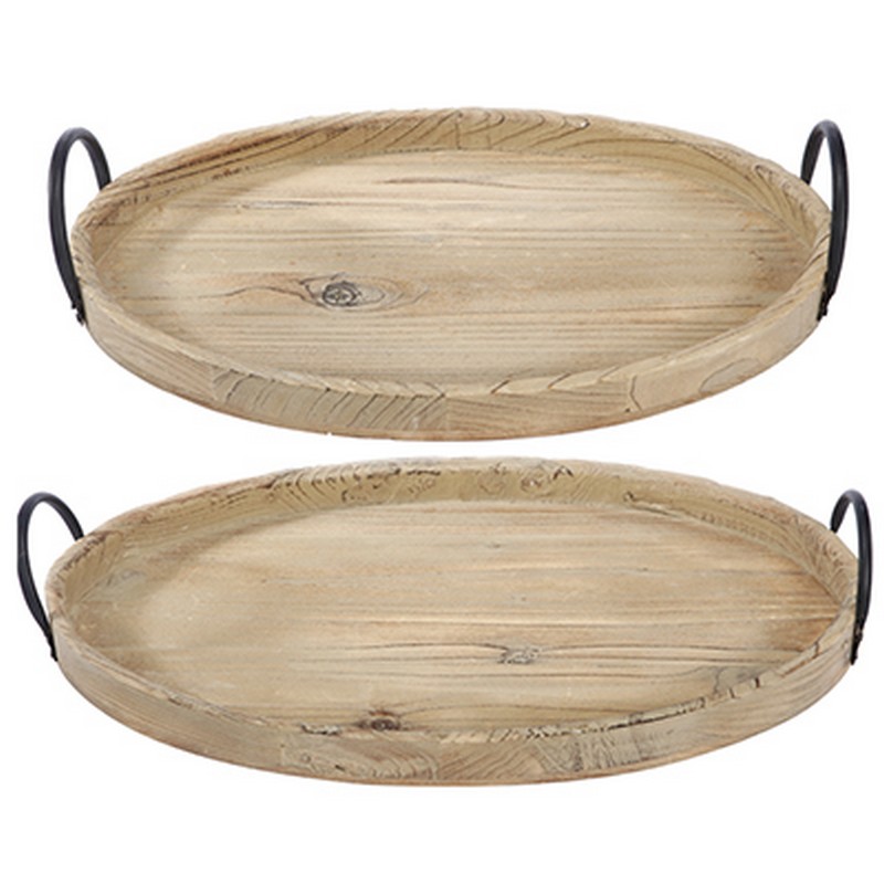 Artekko Tray Διακοσμητικοί Δίσκοι από Ξύλο Ελάτης με Μεταλλικό Χερούλι σε Φυσική Απόχρωση (53.5x34x9)cm 2pcs Artekko 39103 Artekko Tray Διακοσμητικοί Δίσκοι από Ξύλο Ελάτης με Μεταλλικό Χερούλι σε Φυσική Απόχρωση (53.5x34x9)cm 2pcs Artekko 39103