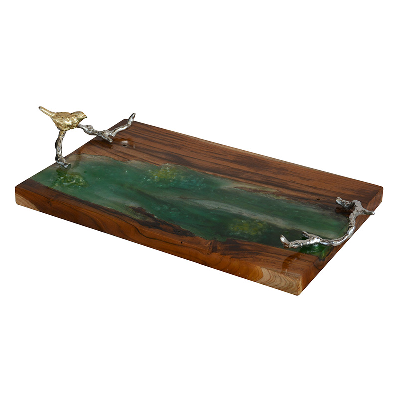 Artekko Tray Δίσκος Διακοσμητικός με Ξύλο Teak και Πράσινη Ρητίνη (59.7×30.5×10.2)cm Artekko 42850-GREE Artekko Tray Δίσκος Διακοσμητικός με Ξύλο Teak και Πράσινη Ρητίνη (59.7×30.5×10.2)cm Artekko 42850-GREE