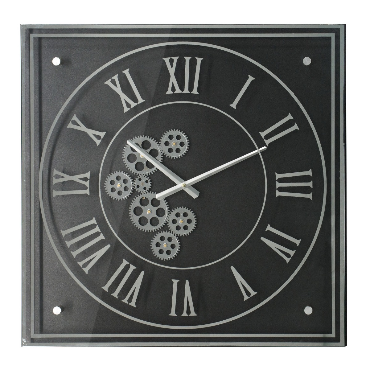 Artekko Clock Ρολόι Τοίχου με Γρανάζια Μέταλλο Γυαλί Μαύρο (61x61x6)cm Artekko 45735 Artekko Clock Ρολόι Τοίχου με Γρανάζια Μέταλλο Γυαλί Μαύρο (61x61x6)cm Artekko 45735