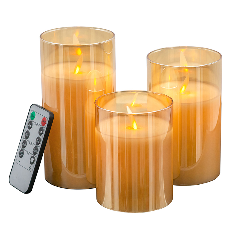 Artekko Flame Κερί Led με Τηλεχειριστήριο Γυαλί Κερί Πορτοκαλί Σέπια (7.6×7.6×15.2)cm Σετ/3 Artekko 470006-AMBE-DS Artekko Flame Κερί Led με Τηλεχειριστήριο Γυαλί Κερί Πορτοκαλί Σέπια (7.6×7.6×15.2)cm Σετ/3 Artekko 470006-AMBE-DS