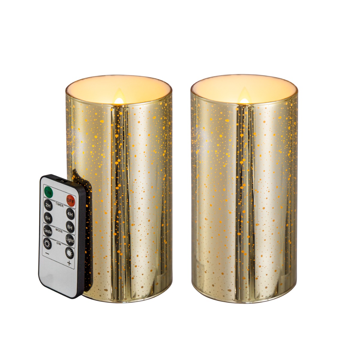 Artekko Flame Κερί Led με Τηλεχειριστήριο Γυαλί Κερί Χρυσό (7.6×7.6×15.2)cm Σετ/2 Artekko 480300