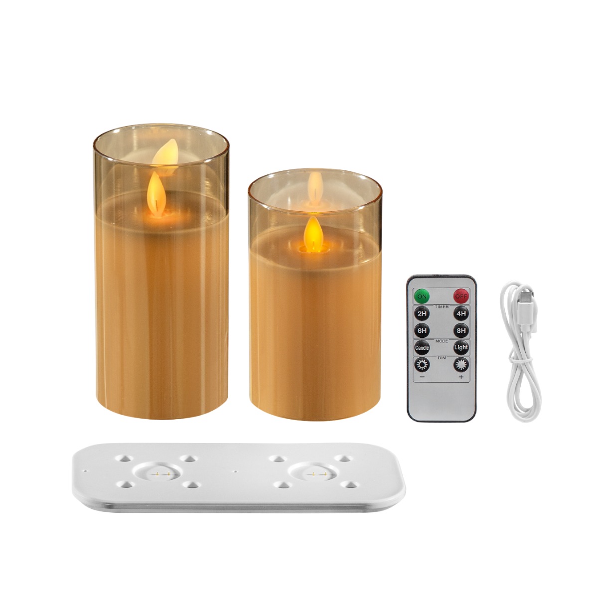 Artekko Flame Κερί Led με Τηλεχειριστήριο Επαναφορτιζόμενo με Βάση σε USB Γυαλί Κερί Πορτοκαλί Σέπια (7.6×7.6×15.2)cm Σετ/2 Artekko 480321-DS Artekko Flame Κερί Led με Τηλεχειριστήριο Επαναφορτιζόμενo με Βάση σε USB Γυαλί Κερί Πορτοκαλί Σέπια (7.6×7.6×15.2)cm Σετ/2 Artekko 480321-DS