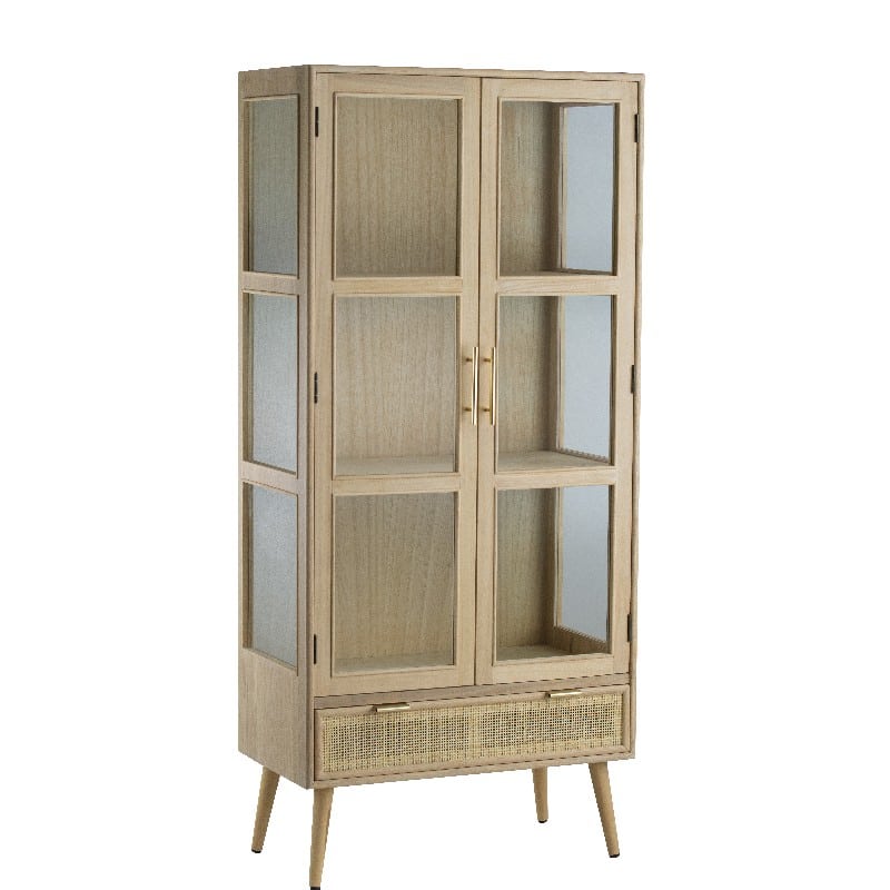 Artekko Cons Βιτρίνα MDF Ψάθα Γυαλί Φυσική Απόχρωση (72x39x159)cm Artekko 48597 Artekko Cons Βιτρίνα MDF Ψάθα Γυαλί Φυσική Απόχρωση (72x39x159)cm Artekko 48597