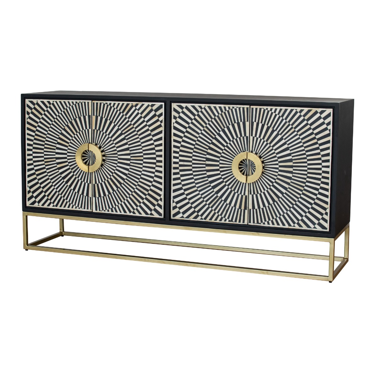 Artekko Μπουφές 160x40x80 δίπορτος μάυρος-λευκός με χρυσή μεταλλική βάση Artekko 48681 Artekko Μπουφές 160x40x80 δίπορτος μάυρος-λευκός με χρυσή μεταλλική βάση Artekko 48681