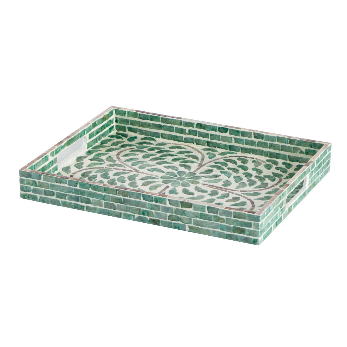 Artekko Ivory Διακοσμητικός Δίσκος MDF Capiz Πράσινο (45x35x5)cm Artekko 48752 Artekko Ivory Διακοσμητικός Δίσκος MDF Capiz Πράσινο (45x35x5)cm Artekko 48752