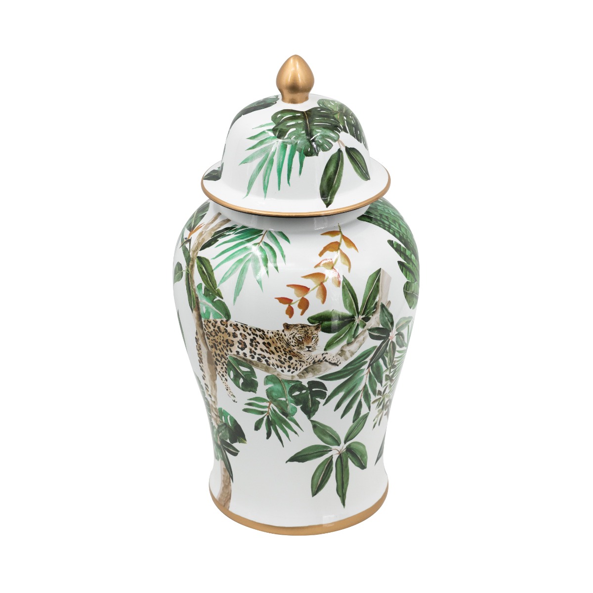 Artekko Lidded Διακοσμητικό Δοχείο Βάζο με Καπάκι Πορσελάνη Λευκό Πράσινο (24x24x45.5)cm Artekko 60970 Artekko Lidded Διακοσμητικό Δοχείο Βάζο με Καπάκι Πορσελάνη Λευκό Πράσινο (24x24x45.5)cm Artekko 60970