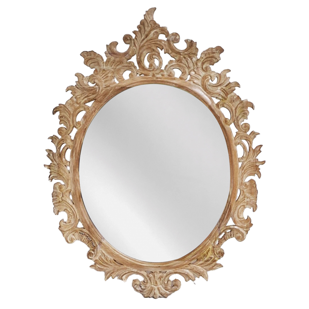 Artekko Mirroki Ξύλινος Oval Καφέ Πατίνα Σκαλιστός Καθρέπτης Τοίχου (110×85)cm Artekko 667-4008