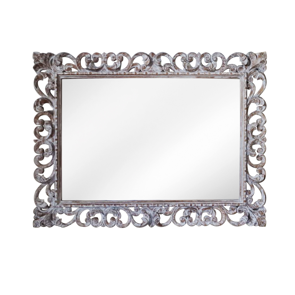 Artekko Mirroki Ξύλινος Λευκός Πατίνα Σκαλιστός Καθρέπτης Τοίχου (120×90)cm Artekko 667-4014 Artekko Mirroki Ξύλινος Λευκός Πατίνα Σκαλιστός Καθρέπτης Τοίχου (120×90)cm Artekko 667-4014