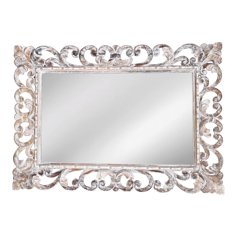 Artekko Mirroki Ξύλινος Λευκός Πατίνα Σκαλιστός Καθρέπτης Τοίχου (100×70)cm Artekko 667-4015 Artekko Mirroki Ξύλινος Λευκός Πατίνα Σκαλιστός Καθρέπτης Τοίχου (100×70)cm Artekko 667-4015