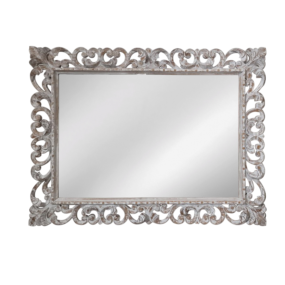 Artekko Mirroki Ξύλινος Λευκός Πατίνα Σκαλιστός Καθρέπτης Τοίχου (120×90)cm Artekko 667-4017 Artekko Mirroki Ξύλινος Λευκός Πατίνα Σκαλιστός Καθρέπτης Τοίχου (120×90)cm Artekko 667-4017
