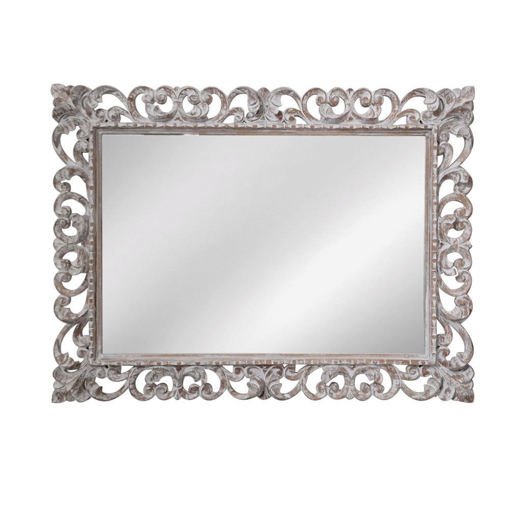 Artekko Mirroki Ξύλινος Λευκός Πατίνα Σκαλιστός Καθρέπτης Τοίχου (120×90)cm Artekko 667-4018 Artekko Mirroki Ξύλινος Λευκός Πατίνα Σκαλιστός Καθρέπτης Τοίχου (120×90)cm Artekko 667-4018