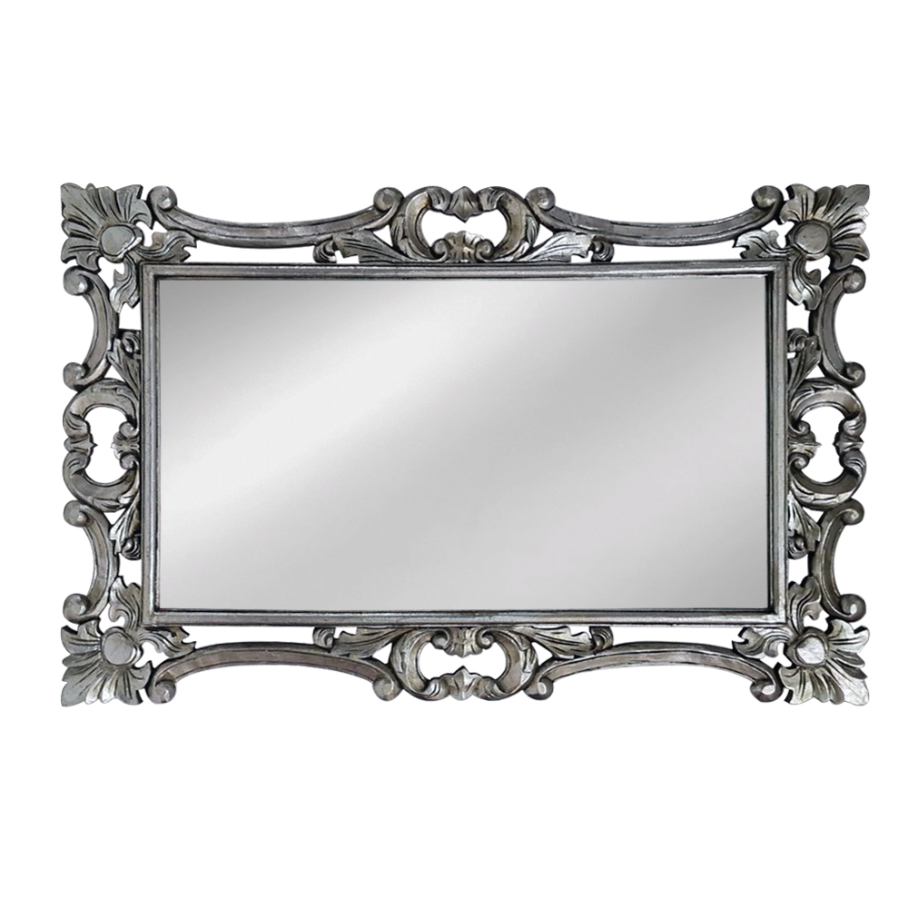Artekko Mirroki Ξύλινος Ασημί Σκαλιστός Καθρέπτης Τοίχου (120×80)cm Artekko 667-4034-B
