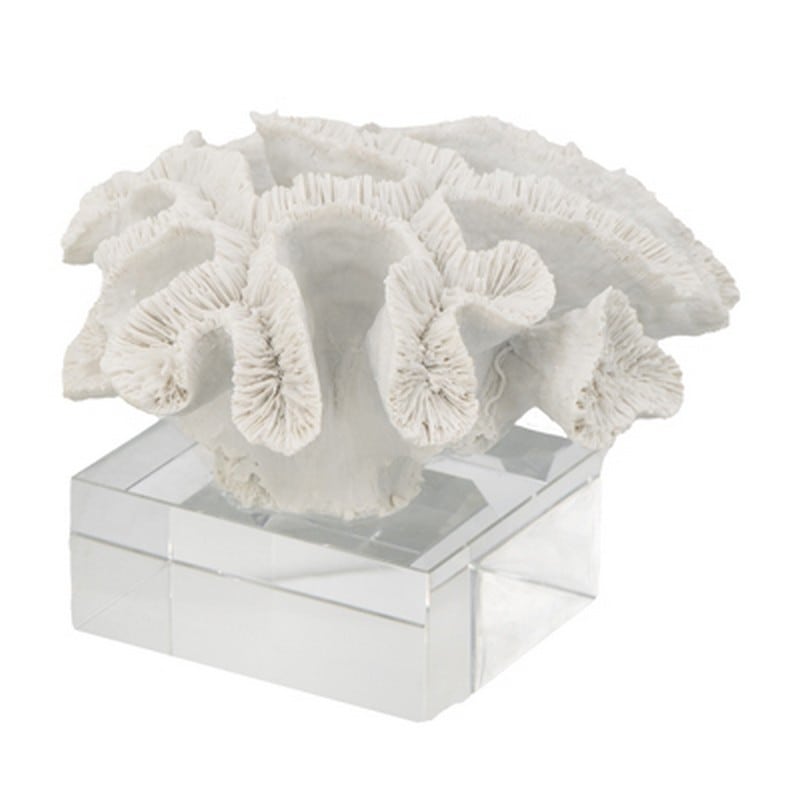 Artekko Coral Διακοσμητικό Κοράλλι σε Βάση Ρητίνη Γυαλί Λευκό (22.9×21.6×16)cm Artekko 70301