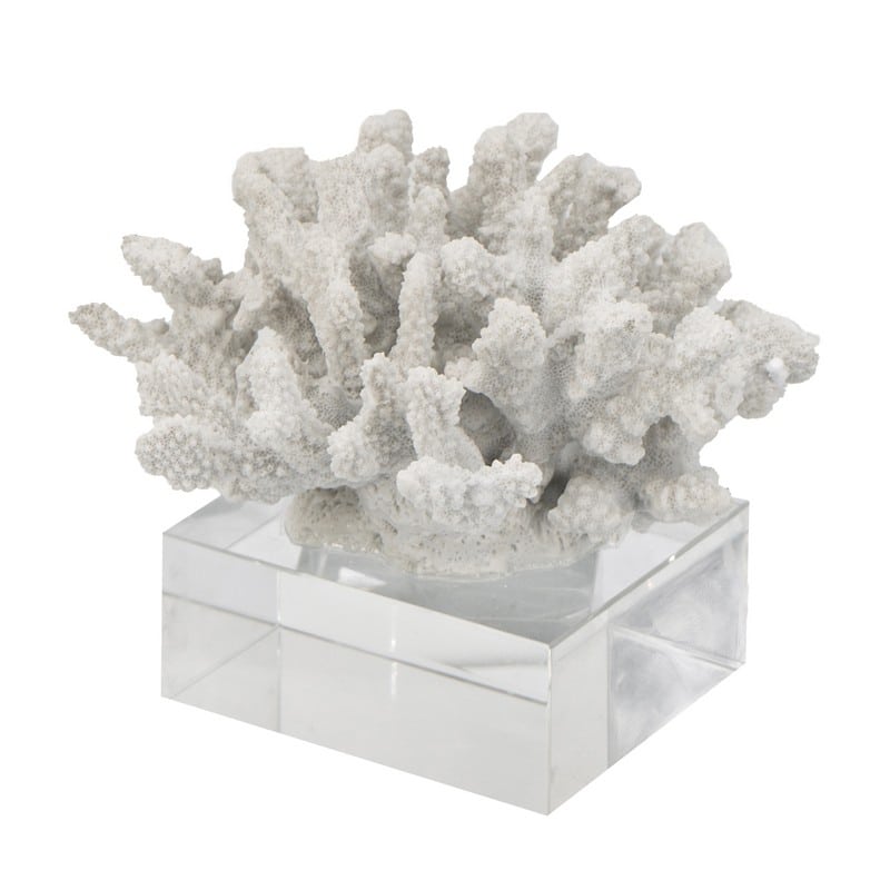 Artekko Coral Διακοσμητικό Κοράλλι σε Βάση Ρητίνη Γυαλί Λευκό (21.09×19.05×16)cm Artekko 70303