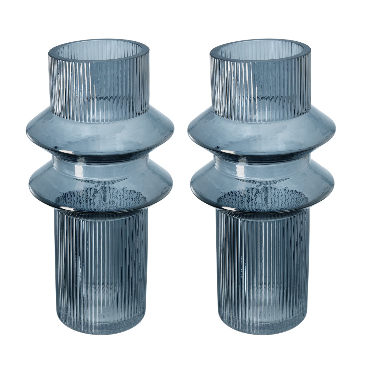 Artekko Fluted Διακοσμητικό Βάζο με Ραβδώσεις Ημιδιάφανο Γκρι Μπλε (19x19x31)cm Σετ/2 Artekko 70469-LUSM-DS-SA Artekko Fluted Διακοσμητικό Βάζο με Ραβδώσεις Ημιδιάφανο Γκρι Μπλε (19x19x31)cm Σετ/2 Artekko 70469-LUSM-DS-SA