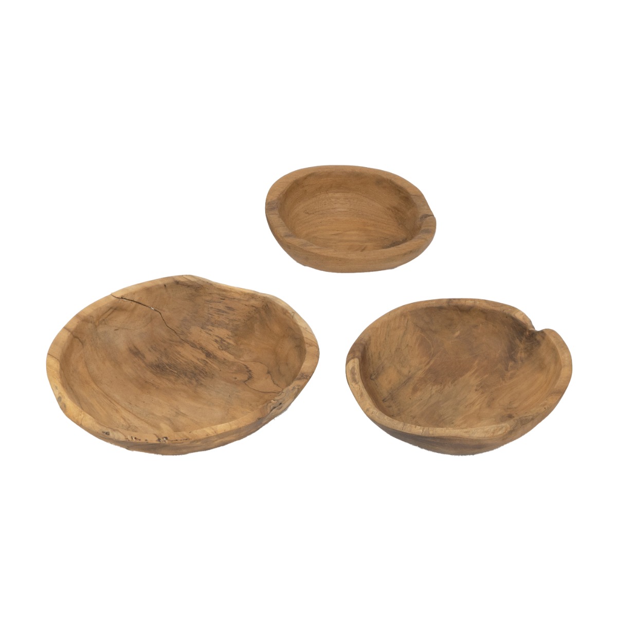 Artekko Woody Μπολ από Ξύλο Teak Φυσική Απόχρωση (25x25x8)cm (20x20x7.5)cm (15x15x6.5)cm Σετ/3 Artekko 70625
