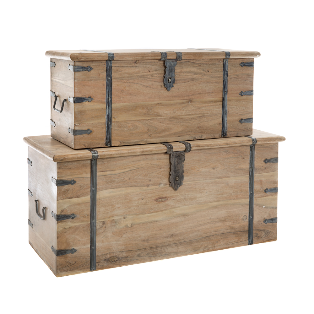 Artekko Μπαούλα ξύλινα σε πατίνα Σετ/2 (101x44x46)cm (83x33x36)cm Artekko 720-1298-WHITE Artekko Μπαούλα ξύλινα σε πατίνα Σετ/2 (101x44x46)cm (83x33x36)cm Artekko 720-1298-WHITE