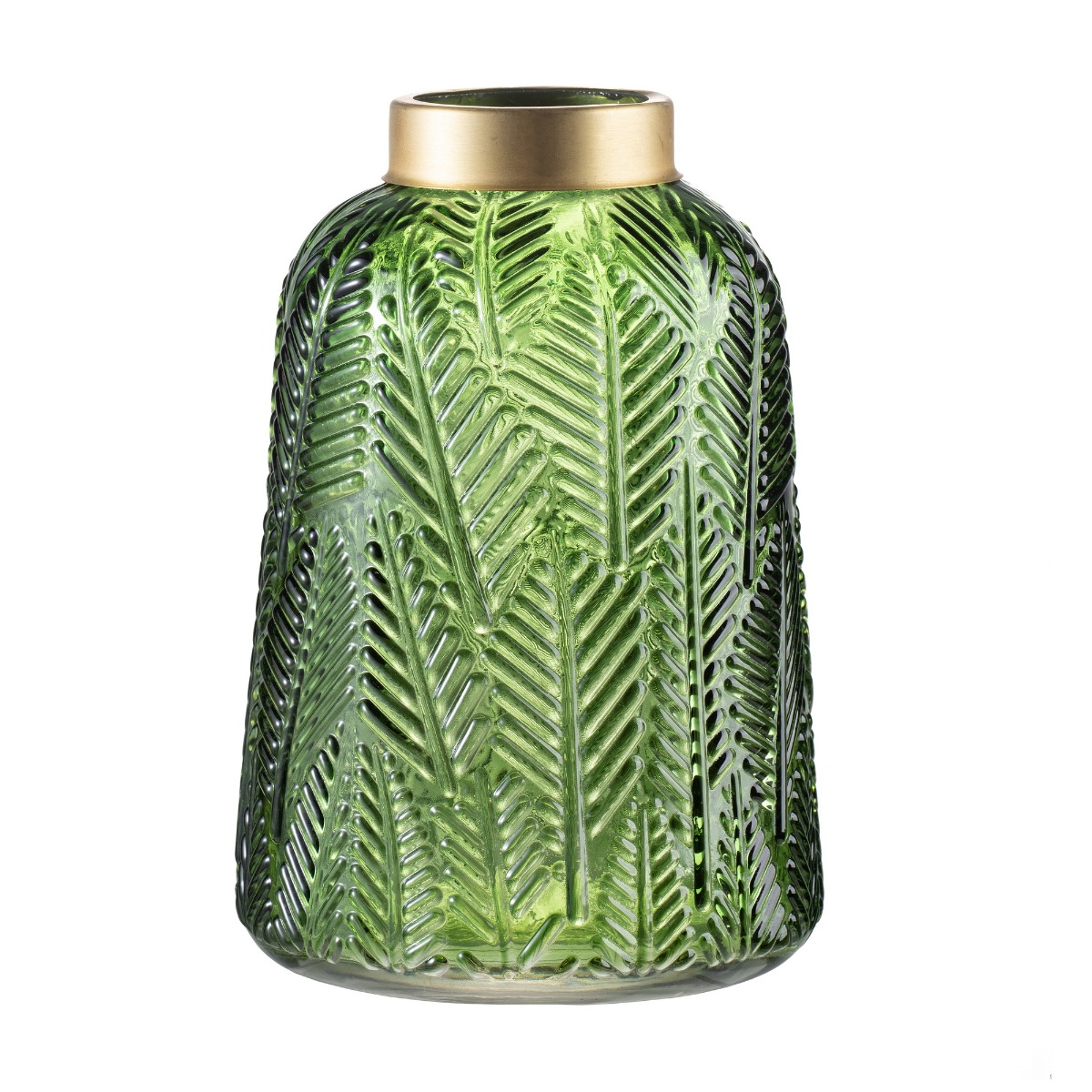 Artekko Palm Διακοσμητικό Βάζο Γυάλινο Πράσινο Χρυσό (17x17x24.5)cm Artekko 76888 Artekko Palm Διακοσμητικό Βάζο Γυάλινο Πράσινο Χρυσό (17x17x24.5)cm Artekko 76888
