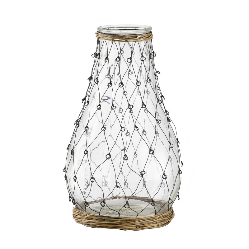 Artekko Clear Διακοσμητικό Βάζο Διάφανο Γυάλινο με Μεταλλικό Πλέγμα (26x26x46)cm Artekko 77653