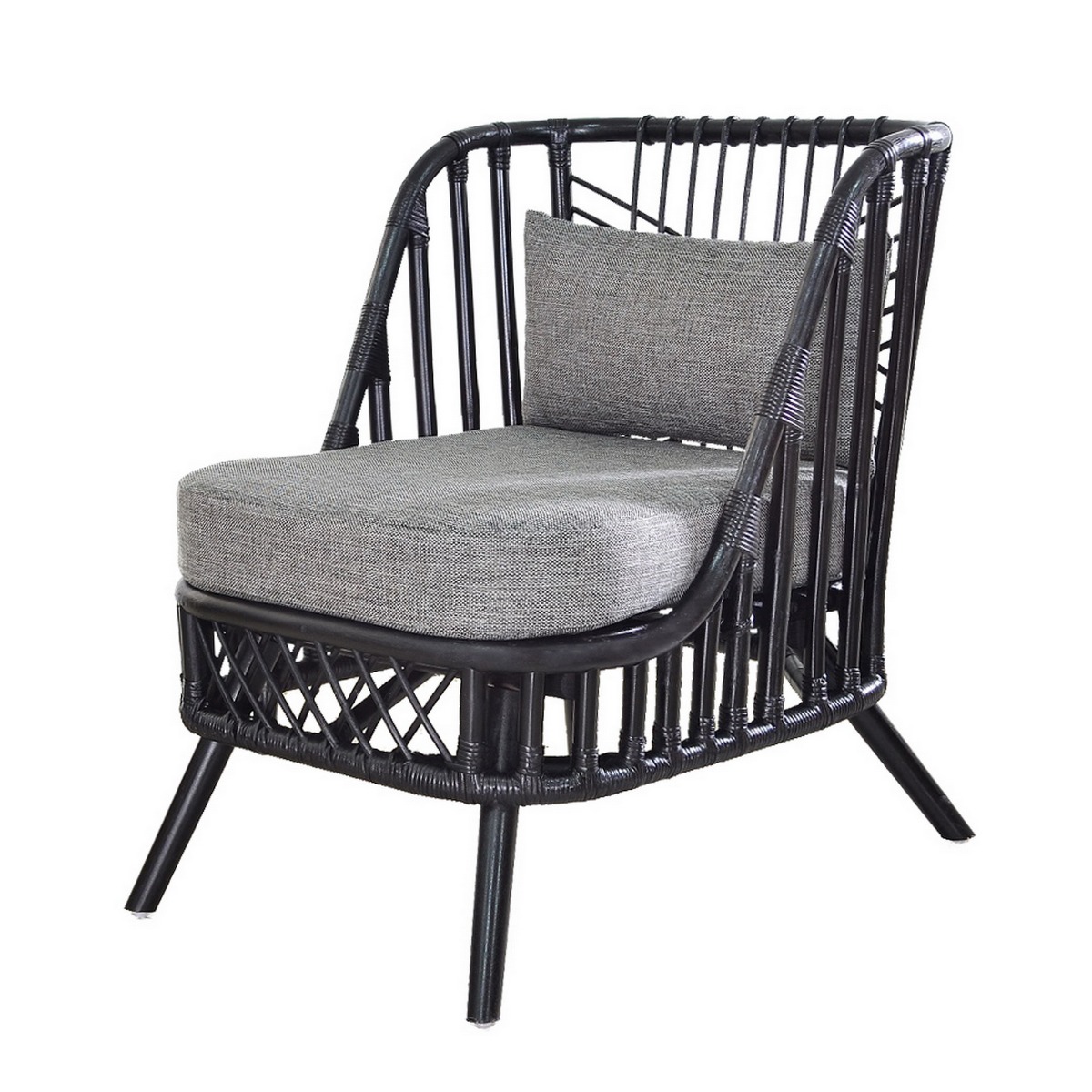 Artekko Πολυθρόνα Rattan Μαύρη με Γκρι Υφασμάτινα Μαξιλάρια (73x61x78)cm Artekko 78016 Artekko Πολυθρόνα Rattan Μαύρη με Γκρι Υφασμάτινα Μαξιλάρια (73x61x78)cm Artekko 78016
