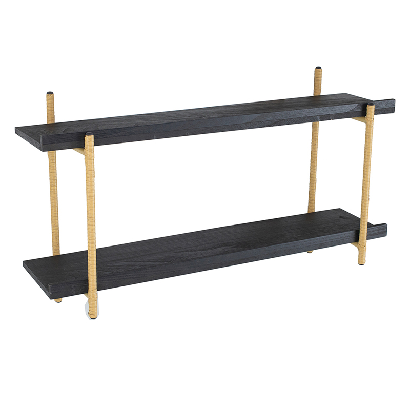 Artekko Shelf Ραφιέρα Επιτοίχια με 2 Ράφια Μέταλλο Ξύλο Ρατάν Μαύρο (92x25x52)cm Artekko 78038-DS Artekko Shelf Ραφιέρα Επιτοίχια με 2 Ράφια Μέταλλο Ξύλο Ρατάν Μαύρο (92x25x52)cm Artekko 78038-DS