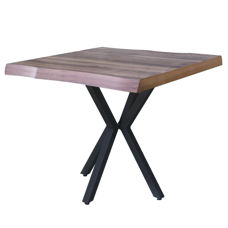 Artekko Safir Καφέ Τραπέζι MDF με Εφέ Κορμού και Μεταλλικά Μαύρα Πόδια (80x80x75)cm Artekko 783-0024