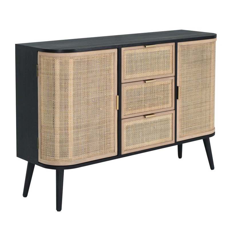 Artekko Cons Μπουφές MDF Ψάθα Μαύρο Φυσική Απόχρωση (119x40x81)cm Artekko 78423-BLAC Artekko Cons Μπουφές MDF Ψάθα Μαύρο Φυσική Απόχρωση (119x40x81)cm Artekko 78423-BLAC