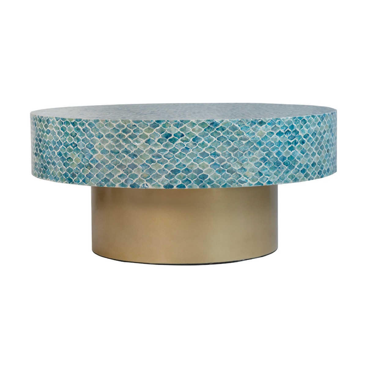 Artekko Ivory Τραπέζι Σαλονιού MDF Capiz Άσπρο Γαλάζιο (89x89x41)cm Artekko 78482-BLUE Artekko Ivory Τραπέζι Σαλονιού MDF Capiz Άσπρο Γαλάζιο (89x89x41)cm Artekko 78482-BLUE