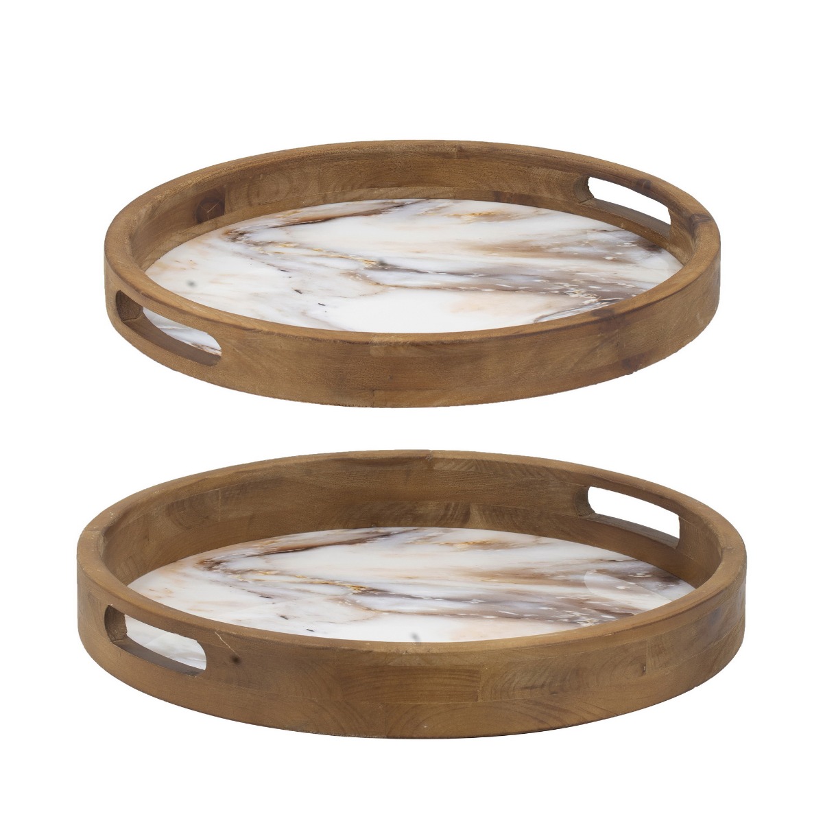 Artekko Trays Διακοσμητικός Δίσκος Ξύλινος με Εφέ Μαρμάρου Λευκό Καφέ (52x11x51)cm Σετ/2 Artekko 82257-DS Artekko Trays Διακοσμητικός Δίσκος Ξύλινος με Εφέ Μαρμάρου Λευκό Καφέ (52x11x51)cm Σετ/2 Artekko 82257-DS