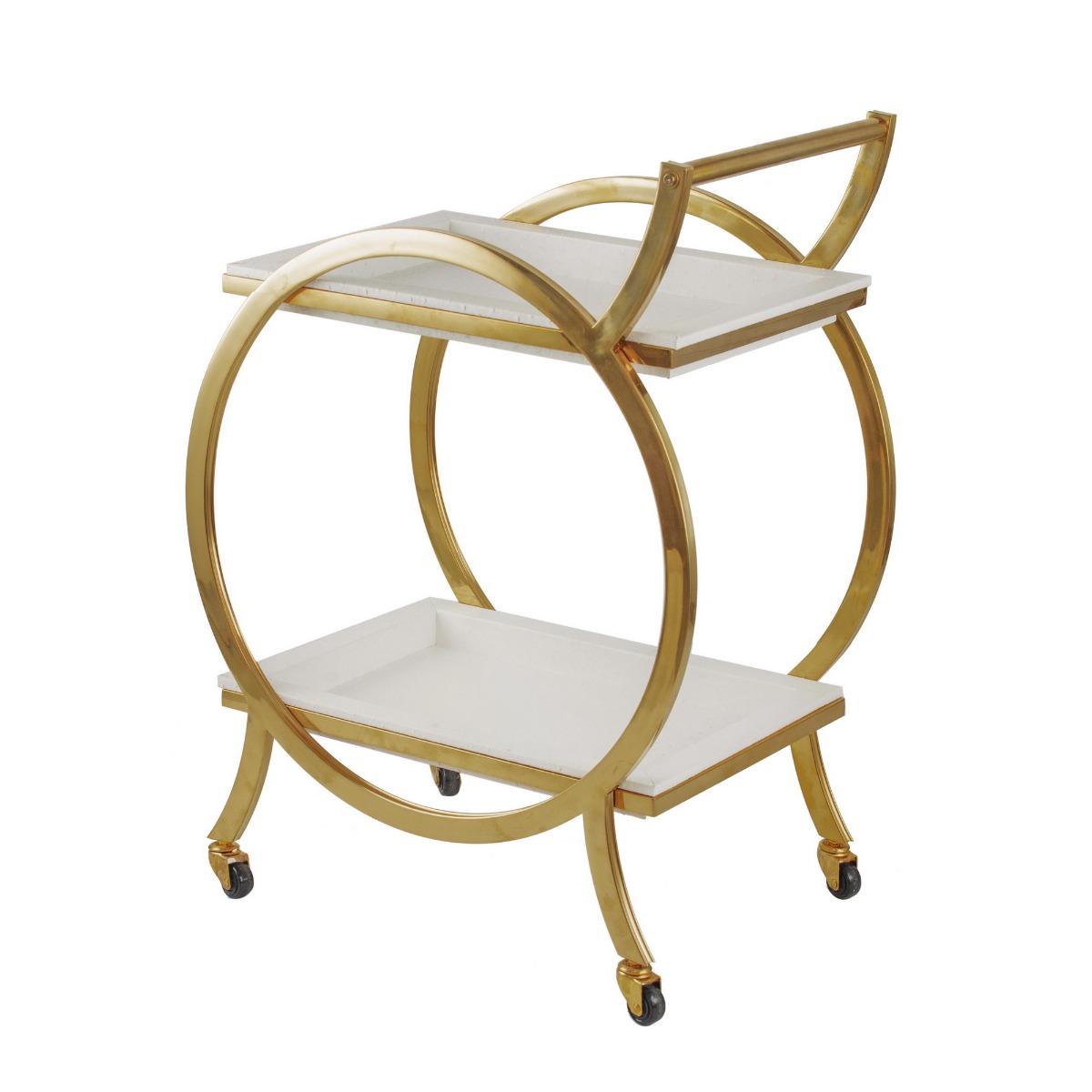 Artekko Cart Τρόλεϊ Μπαρ με 2 Επίπεδα Μέταλλο MDF Λευκό Χρυσό (64x41x86)cm Artekko 82446 Artekko Cart Τρόλεϊ Μπαρ με 2 Επίπεδα Μέταλλο MDF Λευκό Χρυσό (64x41x86)cm Artekko 82446