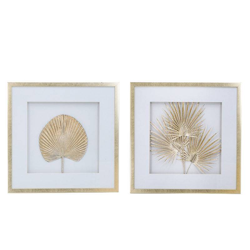 Artekko Botanicial Πίνακας με Φύλλα Ξύλο Γυαλί Χρυσό (56x3x56)cm Σετ/2 Artekko 83433-SA Artekko Botanicial Πίνακας με Φύλλα Ξύλο Γυαλί Χρυσό (56x3x56)cm Σετ/2 Artekko 83433-SA