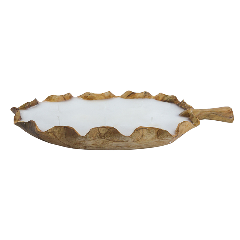 Artekko Woody Μπολ Διακοσμητικό με Κερί Σόγιας από Ξύλο Teak (40x15x6)cm Artekko 83471 Artekko Woody Μπολ Διακοσμητικό με Κερί Σόγιας από Ξύλο Teak (40x15x6)cm Artekko 83471