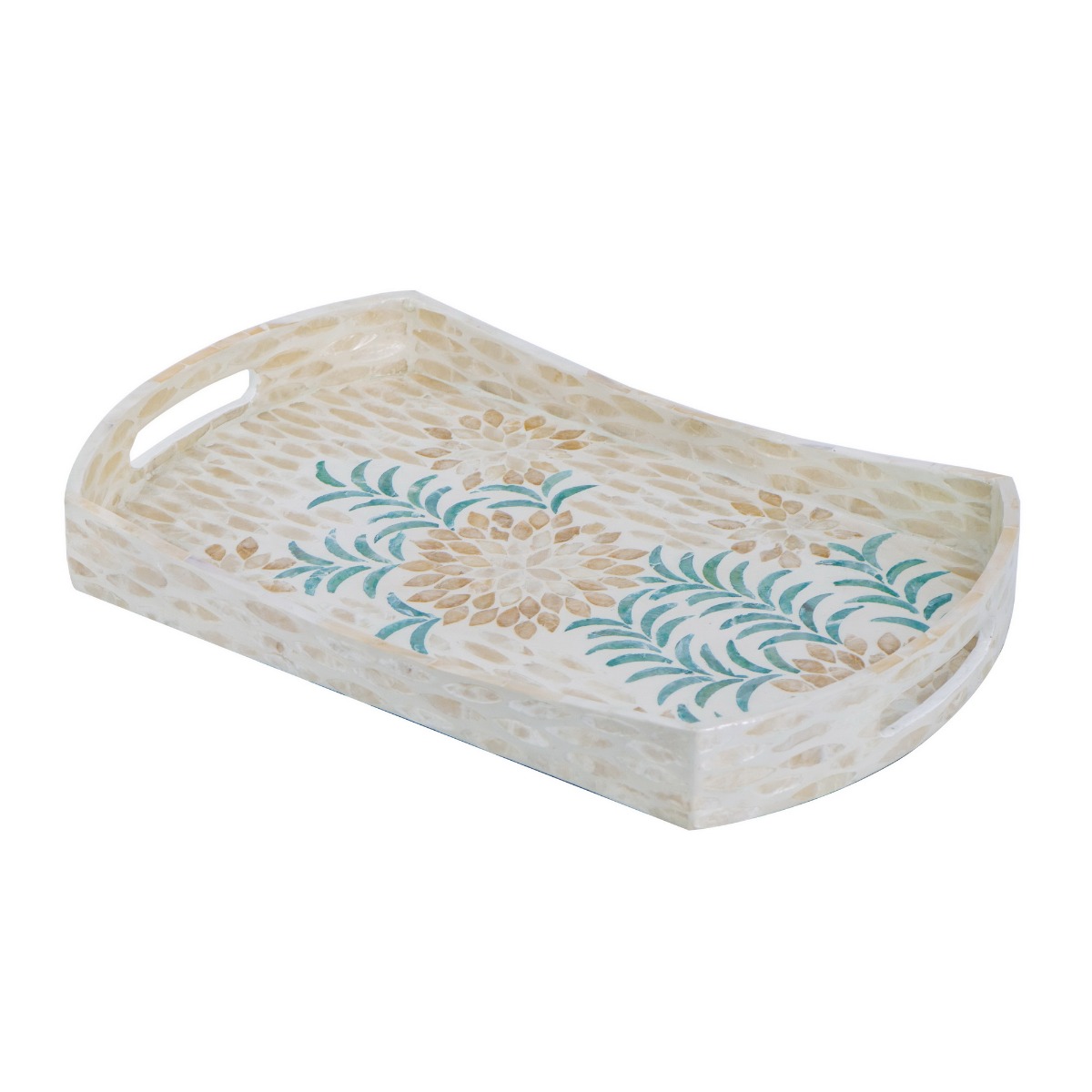 Artekko Ivory Διακοσμητικός Δίσκος MDF Capiz Μπεζ (45x27x5)cm Artekko 83560 Artekko Ivory Διακοσμητικός Δίσκος MDF Capiz Μπεζ (45x27x5)cm Artekko 83560