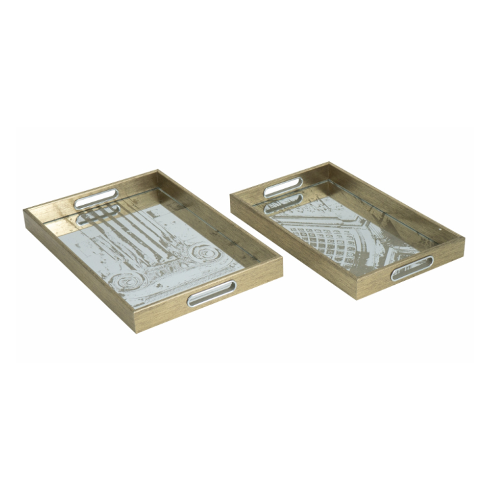 Artekko Tray Διακοσμητικός Δίσκος με Καθρέπτη Πλαστικό Γυαλί Χρυσό (45x30x4.5)cm Σετ/2 Artekko 86761 Artekko Tray Διακοσμητικός Δίσκος με Καθρέπτη Πλαστικό Γυαλί Χρυσό (45x30x4.5)cm Σετ/2 Artekko 86761