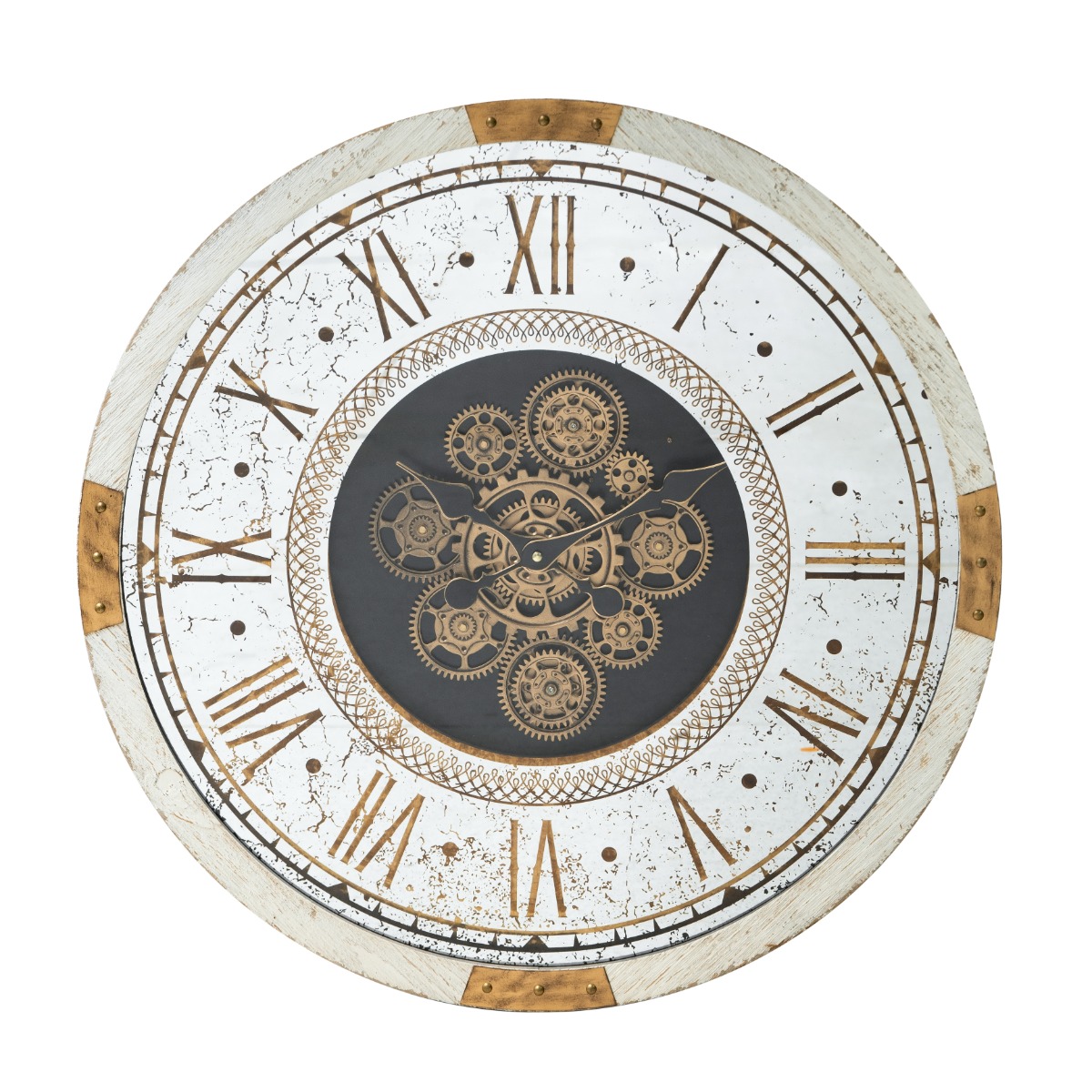 Artekko Clock Ρολόι Τοίχου με Καθρέφτη MDF Γυαλί Λευκό Χρυσό Artekko 86839 Artekko Clock Ρολόι Τοίχου με Καθρέφτη MDF Γυαλί Λευκό Χρυσό Artekko 86839